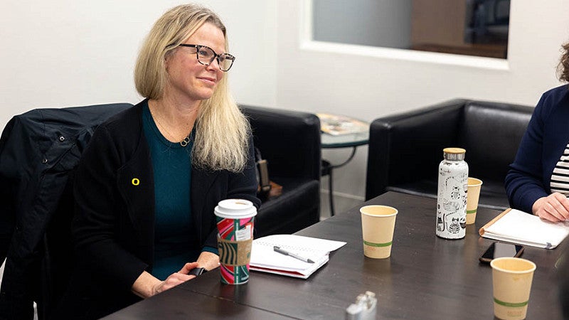 Rebekah Hanley speaks at a roundtable discussion hosted by Oregon Business magazine