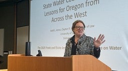 Professor Adell Amos delivers the 2025 Jestrab Lecture at University of Montana