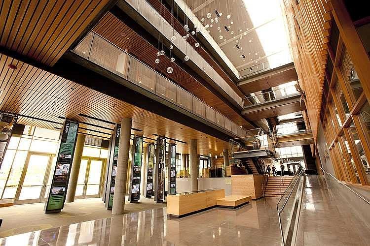 An atrium brings light and a sense of spaciousness into the building. Photograph by Michael McDermott
