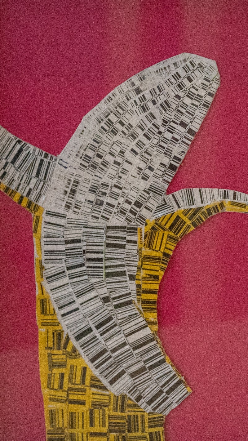 Bar code stickers shaped like a banana