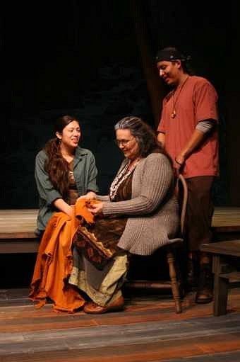 Scene from the play Salmon is Everything, performed in May 2011 at the UO's Robinson Theater. Photograph by Ariel Ogden