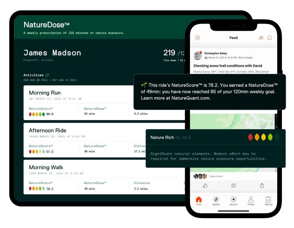 NatureDose app on a phone and computer
