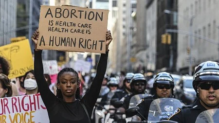 Pro choice protestor holding sign