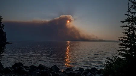 Wildfire smoke engulfing the sun