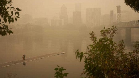 city invaded by wildfire smoke