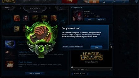 An  in-game commendation