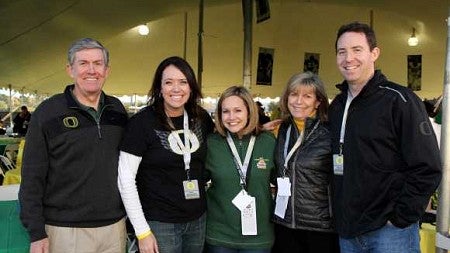 The Gottfredson family at the 2013 Fiesta Bowl, from left: Michael, daughter Kate, daughter-in-law Meghan, Karol, and son Bryan. Photograph by Jack Liu