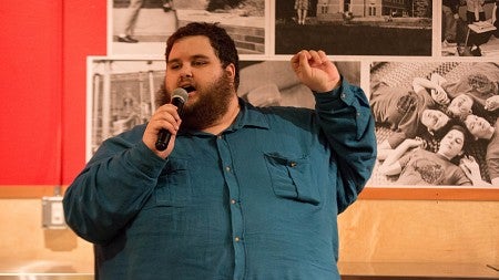 Mike Spark is in charge of organizing and hosting the open mic nights. Photo by Julia Wagner, University Communications