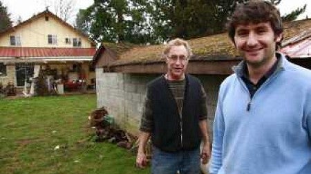 Shannon Boettcher on "the farm" in Creswell with his father, Jim Boettcher. Photograph by Michael McDermott