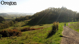 The ridgeline to summit trail on Mount Pisgah. Photograph by John Bear