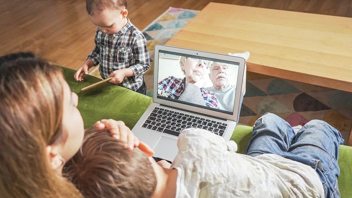 family on video call