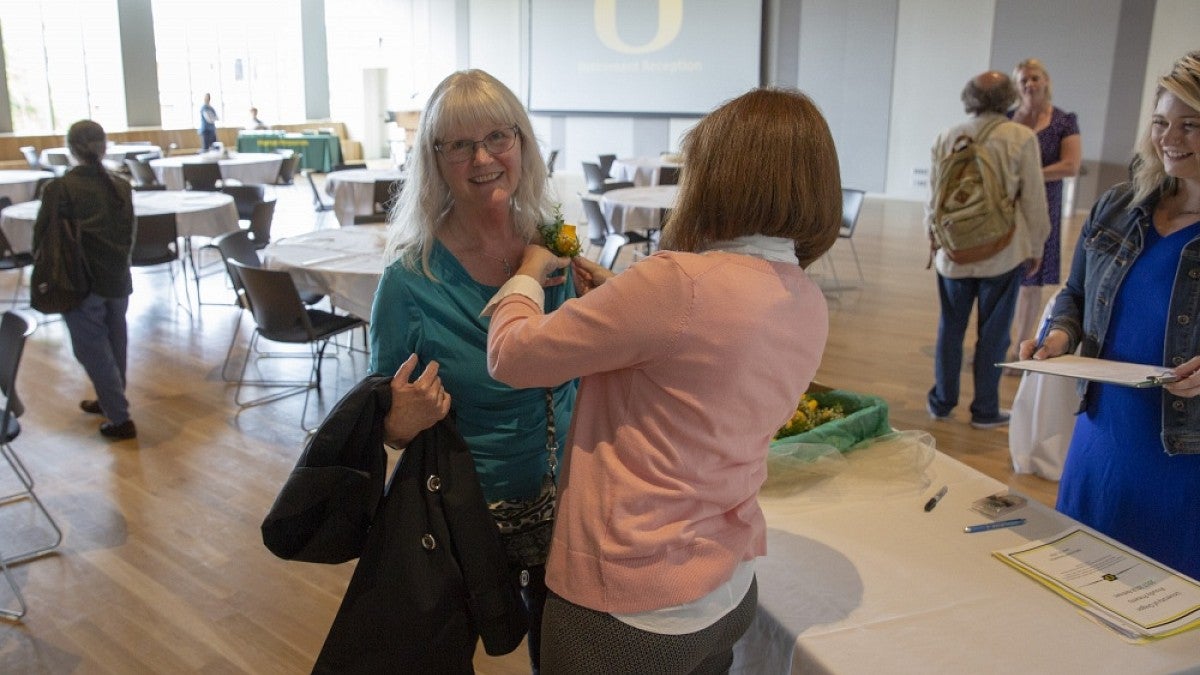 Sue Ellsworth was celebrated during the 2018 UO retirement reception