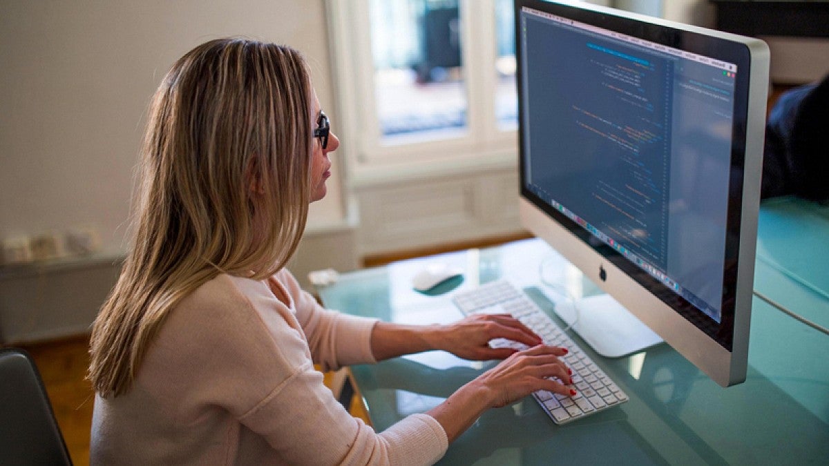 Woman using a computer