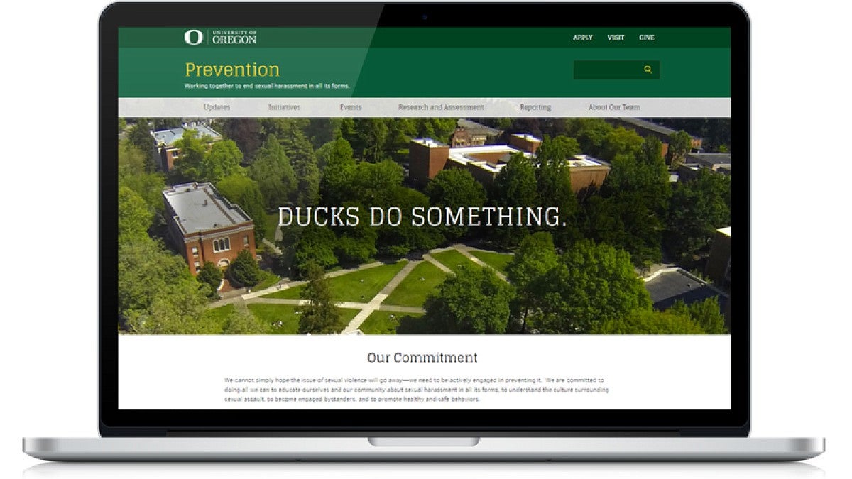 Website screenshot on a laptop computer