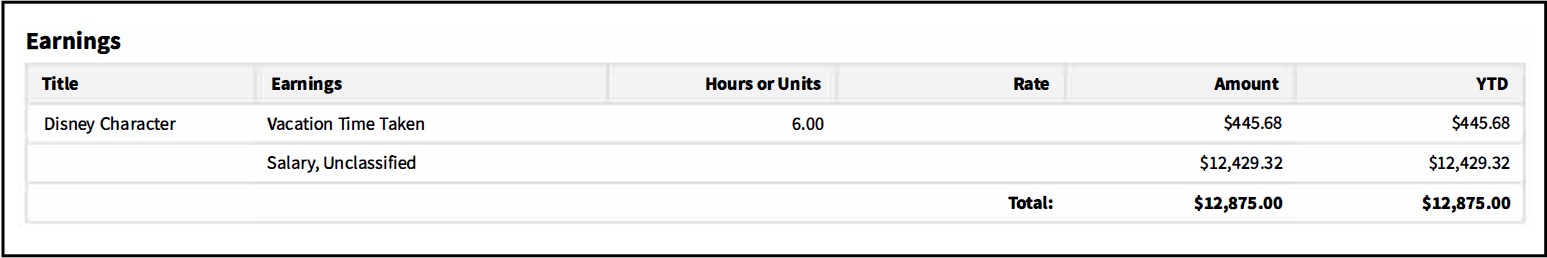 Earnings Portion of Earning Statement