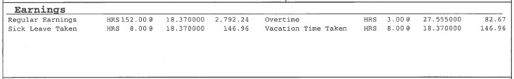 Earnings Portion of Earnings Statement