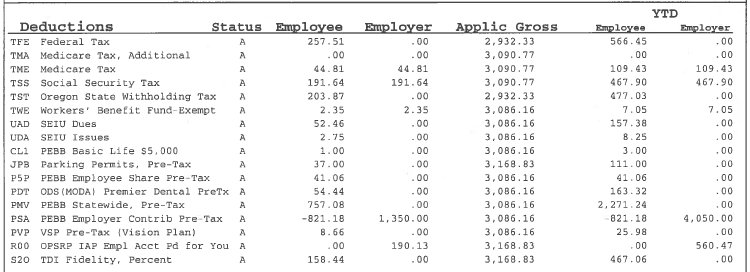 Deductions Portion of Earnings Statement
