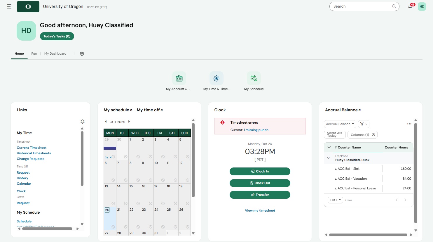 Picture of UKG Ready dashboard