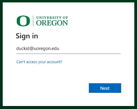 UO Microsoft login