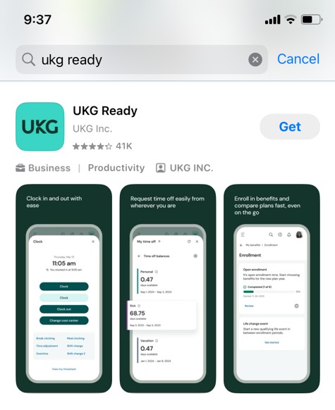 Image of UKG Ready app in App Store