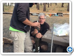 Sectioning the surface core, Dog Lake