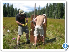 Winching the corer out at Star Meadows