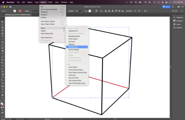 Cleaning-up In Illustrator: selecting by color