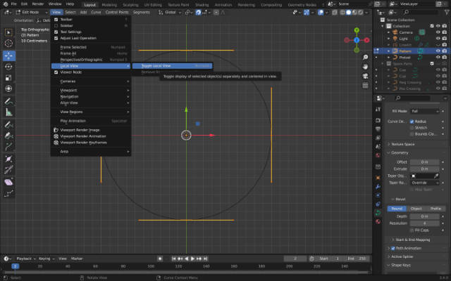 Local view of a new Bezier circle