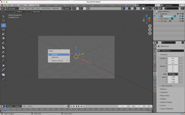 Deleting vertices of a curve