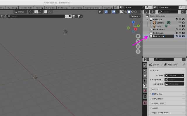 A blank scene with some collections added