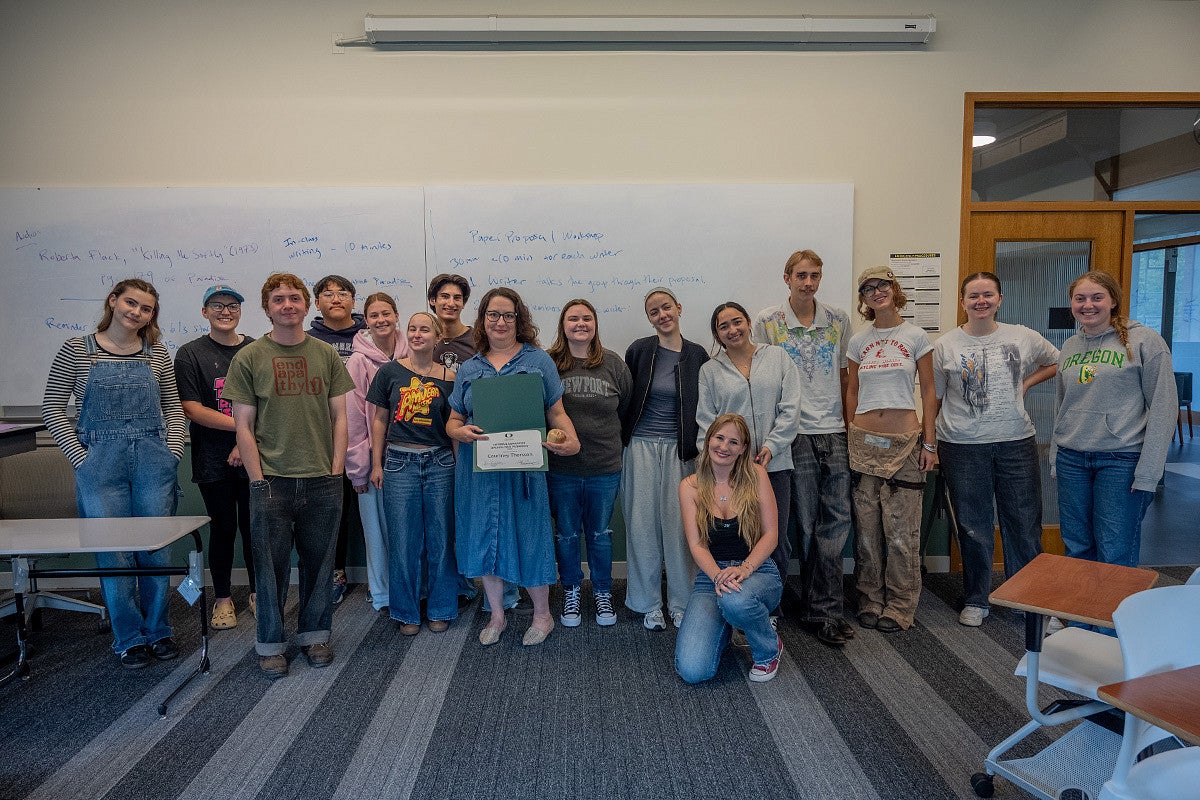 courtney thorsson with students