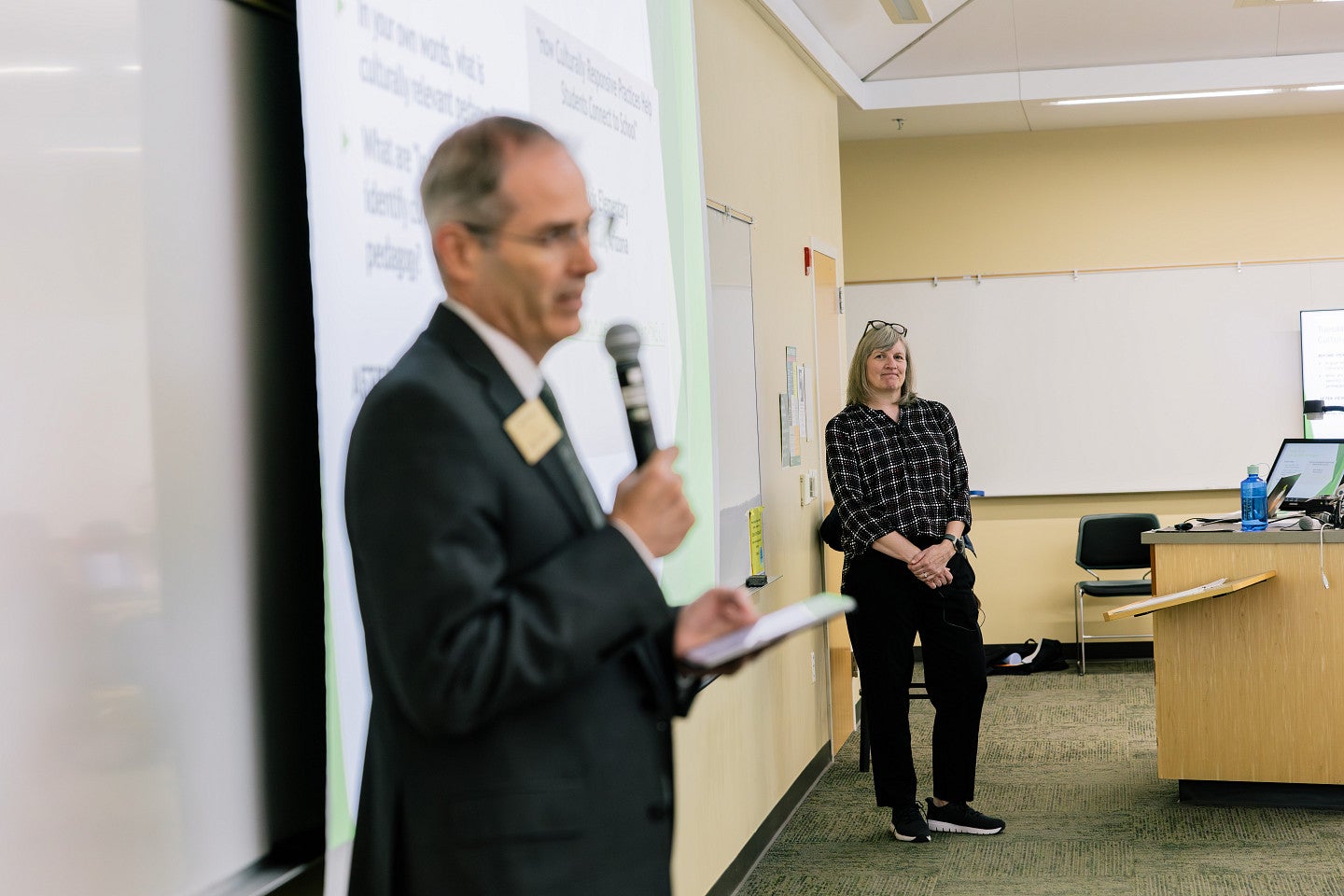 alison schmitke with provost chris long