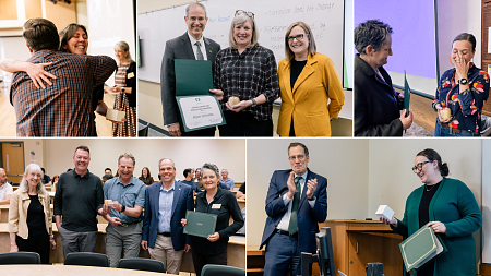collage of distinguished teaching award winners receiving their award