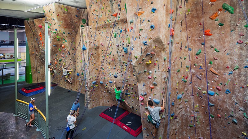 Supervised climbing on the indoor rock wall