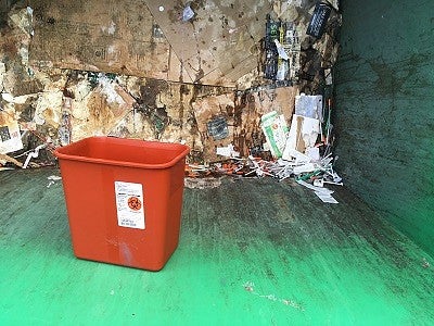 Hazardous sharps container and needles