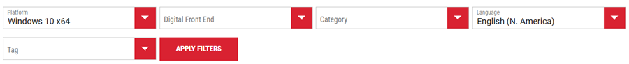 Screenshot depicting the filters section of the Xerox Support page.