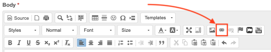 Select the Add link icon to see the link settings.