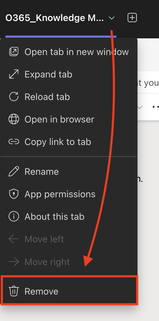 Remove option in menu