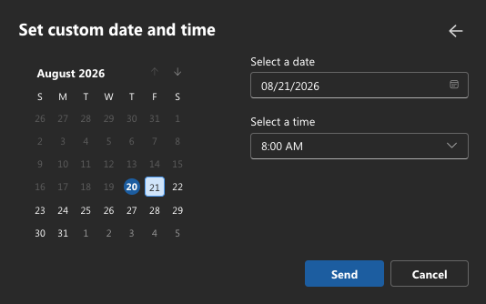 Set custom date and time example