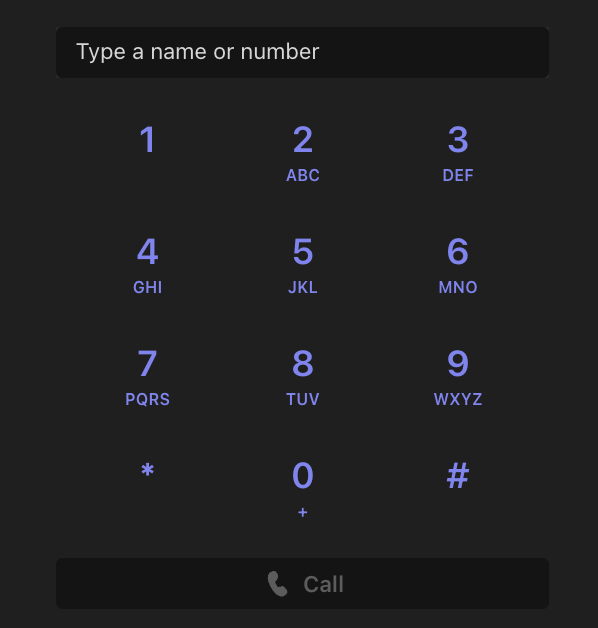 Calls Dial Pad