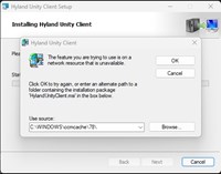 Click to View Full Image Windows installer popup for Hyland Unity Client