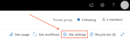 Site settings button