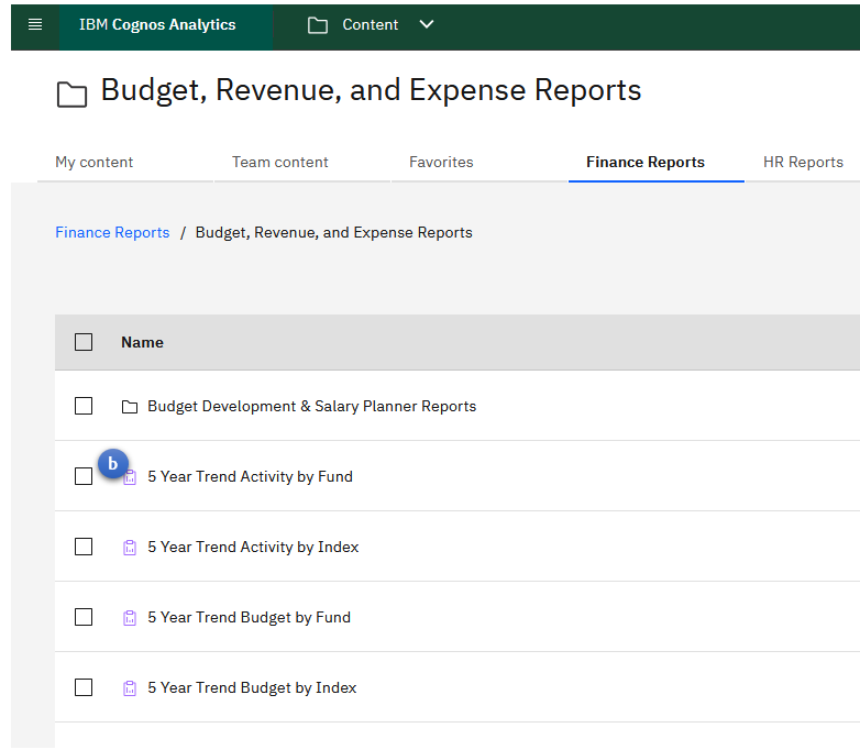 Cognos report launch example