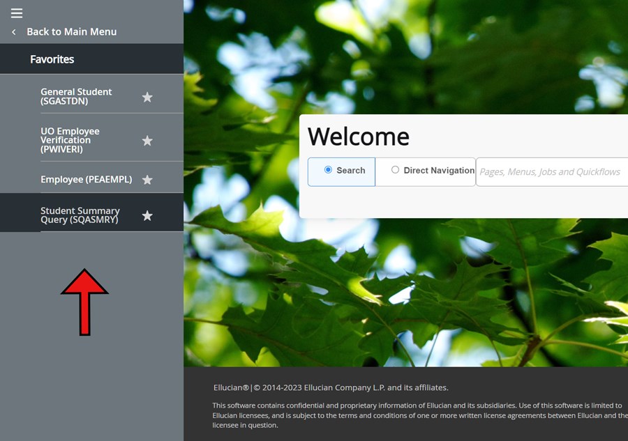A screenshot of the Favorites menu open. It displays on the left in the same gray as the navigation bar.