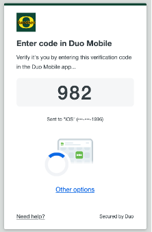 Duo Universal Prompt Verified Push screen