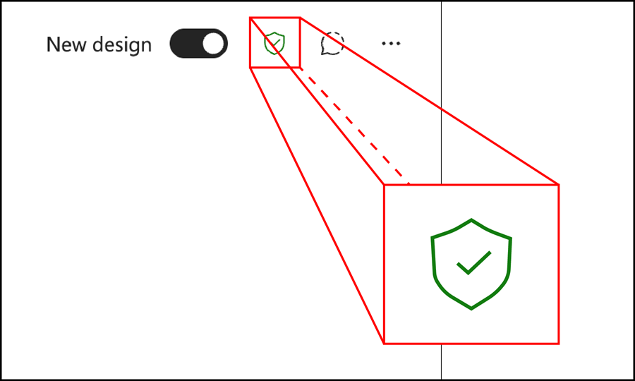 Copilot New Design toggle and shield example