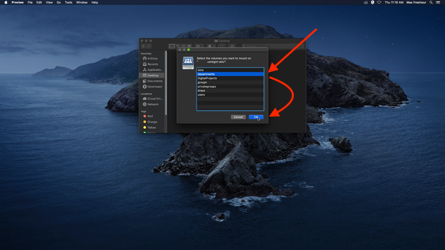 Selecting the folders to map and clicking ok
