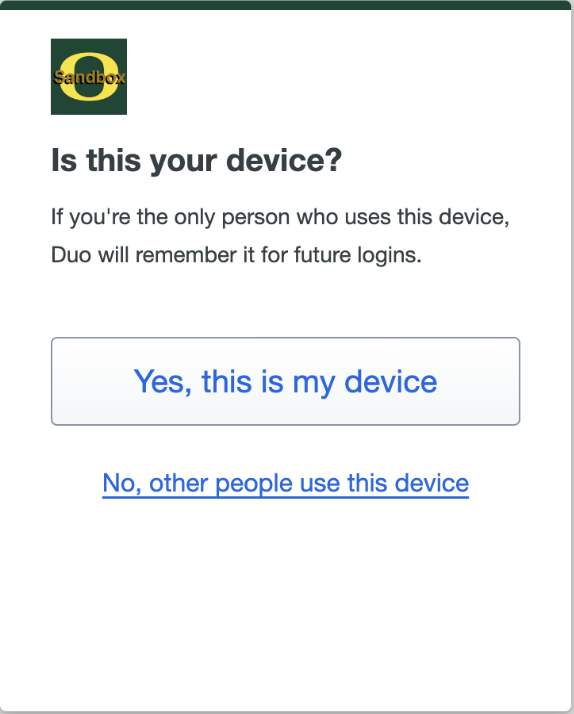 Is this your device? prompt from Duo.