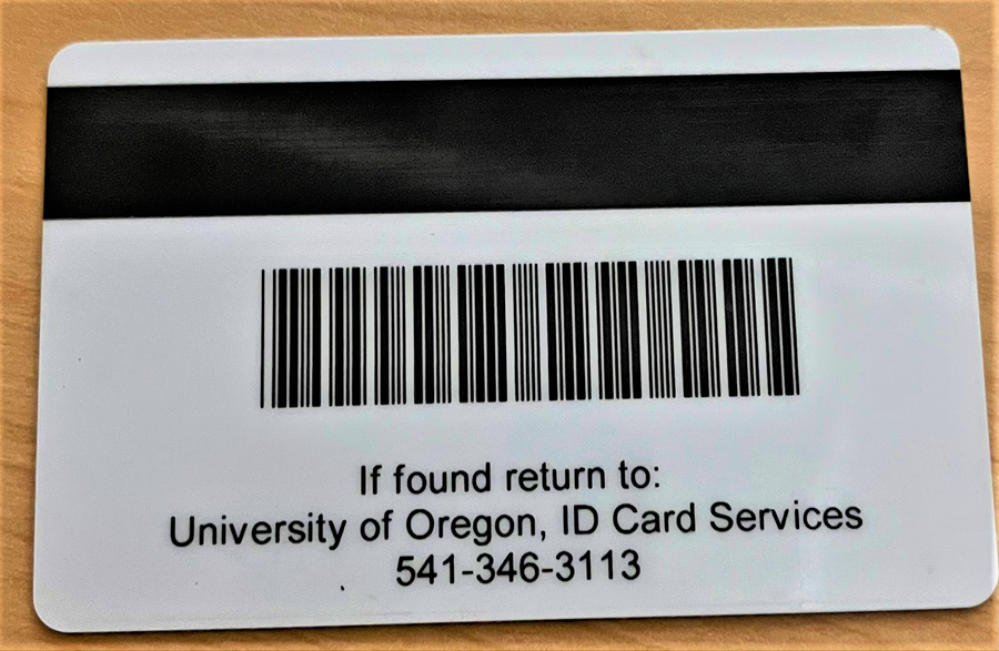 Duck Bucks card, reverse side, with bar code