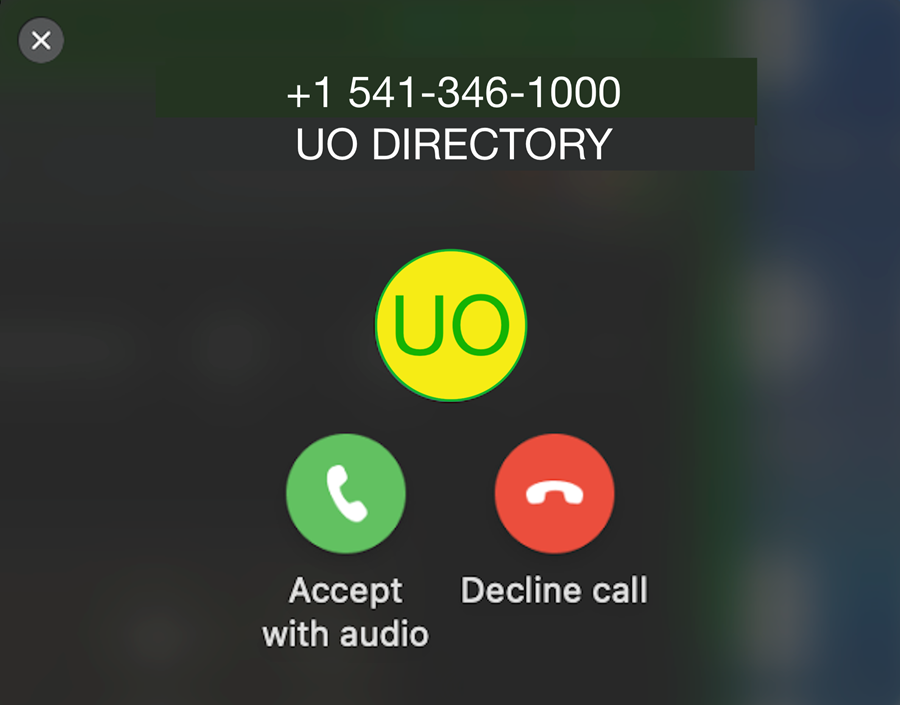 Pop-up notification example from a UO contact in Teams